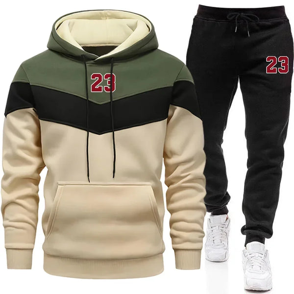 Jogging Mens Tracksuit Print Casual Sweatshirt Quality Outdoors Sports Man Clothing Autumn Winter Warm Single Piece Hoodie Pants