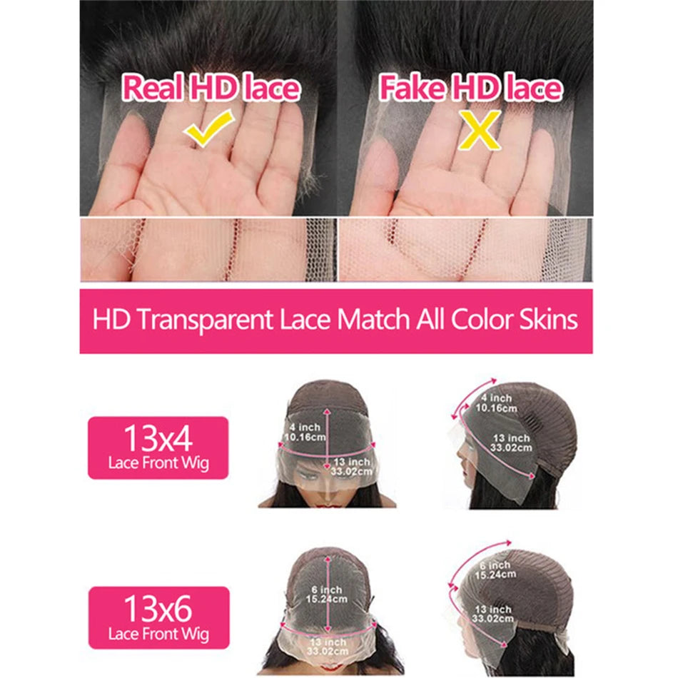 Transparent HD Short Bob 180 200 Density Human Hair Wig Body Wave 13x Wave  Brazilian