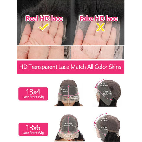 Transparent HD Short Bob 180 200 Density Human Hair Wig Body Wave 13x Wave  Brazilian