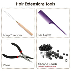 Kinky Straight Microlinks Hair Extensions Human Hair Natural Black Keratin I Tip Nano Ring Hair Extension Silicone Beads 50g/Set