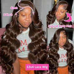 HD Chocolate Brown Human Hair Wigs 13x6 Full Lace Frontal Body Wave Brown Wigs Brazilian 30 Inch 13x4 Lace Front Wig 220 Density