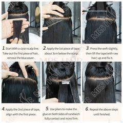 Invisible Tape In Hair Extensions Human Hair Kinky Straight/Light Yaki Straight Injected Tape ins Remy Black Tape On Hair 20PCS
