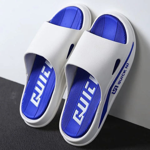 Fashion Men Slippers PVC Soft Sole Non-slip Men Flip Flops Outdoor Thick Bottom Beach Sandals Home Bathroom Couples Slippers New