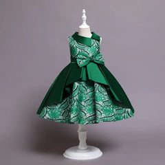 Baby Girl Bow Flower Dress 2-10 Year Children Girl Wedding Birthday Party Princess Dresses Kids Girl Gown