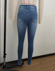 European American Chic Women's Stretchy Denim Pants Slimming Butt Lift Skinny Jeans Elastic Trousers