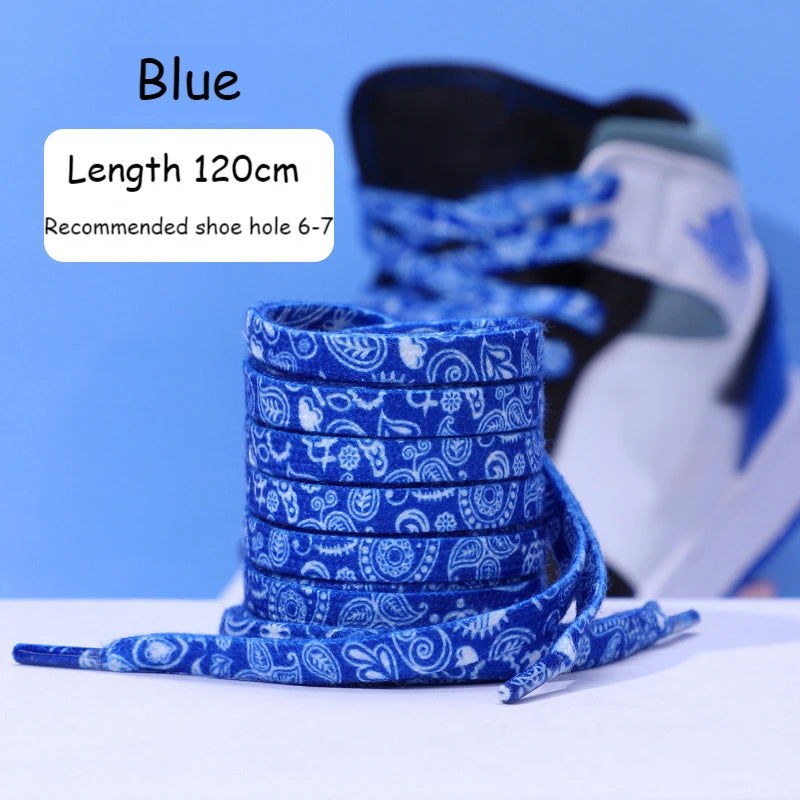 Sports Shoelaces Cashew Flower AF1 Canvas Shoe laces Black and White Color Ins Trend Personality Flat Shoelace Rope Wholesale