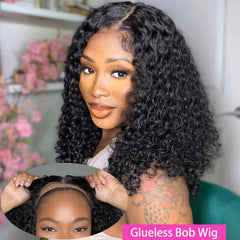 Jerry Curly Lace Front Short Bob Glueless Wigs Human Hair 4x4 Closure Wigs Pre Cut Lace Ready to Wear 13x4 Front Wigs For Women