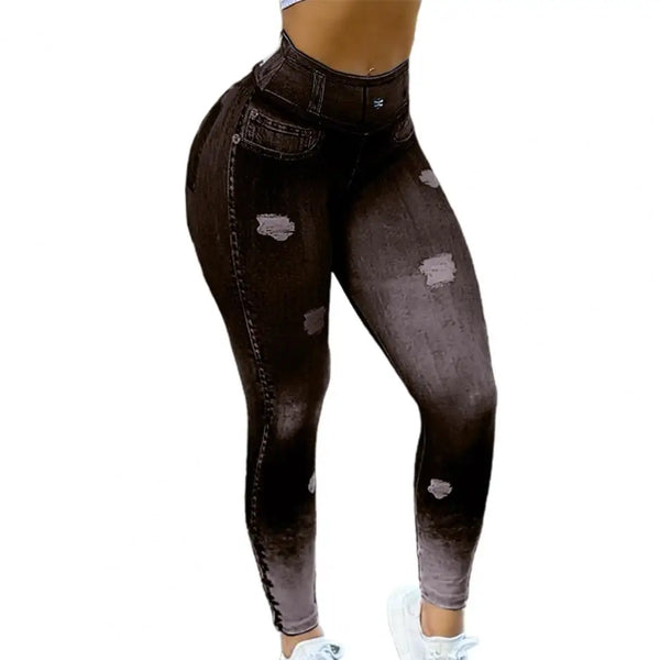 Winter Women Thicken Pencil Pants High Waist Wash Skinny Pants Slim Plush Faux Denim Jeans Super Warm Velvet Women'S Leggings