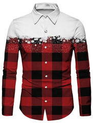 Christmas Theme Men's Christmas Scene Printed Shirts Snowflake Graphics Casual   Long Sleeve shirts