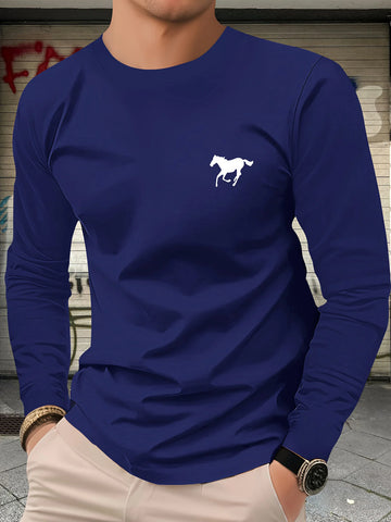 Men's 100% pure cotton loose and comfortable casual sund neck long  sleeve