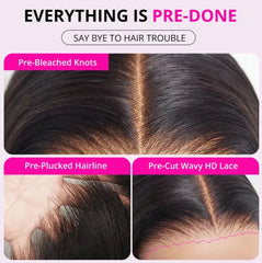 10A 100% Glueless Wigs Human Hair Wigs Ready To Wear Bleached Knots 6x5 Pre Cut HD Transparent Glueless Lace Wigs Kinky Curly
