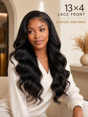 TIMOPOL 100% Human Hair 13x4 Lace Front Body Wave Wig 22 Inch Glueless Wear and Go Wig for  Women