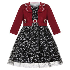 5-14 Years Girls Dress Summer Sleeveless Princess Dress + Long Sleeves Jacket 2Pcs  Gown