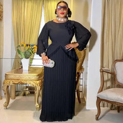 Elegant Women Chiffon Dresses Wedding Prom Party Evening Gown African Dashiki Maxi Robes 2026