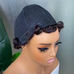 Side Part Pixie Cut Wig Human Hair, Short Layered de Wigs for Women