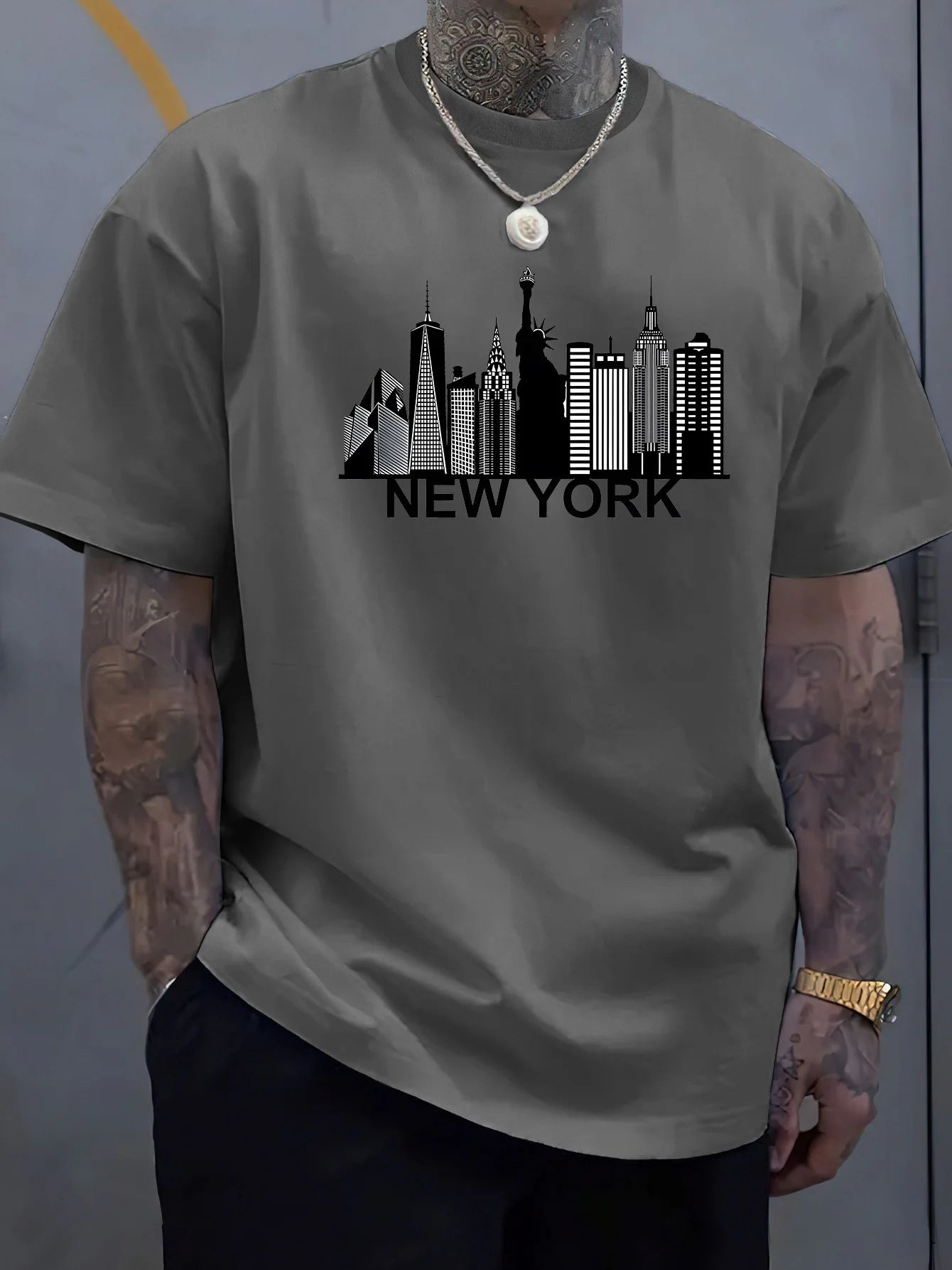 100% pure cotton men's New York city pattern printed fashionable casual  sports