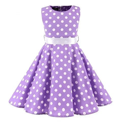 Summer Girls Dress Elegant Vintage Cotton Retro Princess Dress Party Costume Kids Clothes Polka Dot Girl Dress Children Clothing