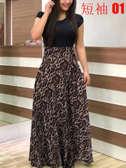 Retro Elegant Commuter Style Polka Dot High Waist  Flower Print Color Matching Short Sleeved Dress