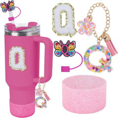 Accessories for Stanley Cup 40oz 30oz Letter Charms for Handle Silicone Boot,Straw Cover Topper & Sticker Charms