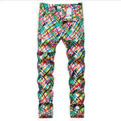 2021 Men's  Fashion High Quality Printed Jeans Men Hip Hop Streetwear Cotton Denim Pants Slim Fit Male Casual