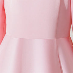 New Girls Pink Knee Length Shoulderless Dress Older Children Shoulder 3D Flower Dress Party Catwalk Evening Dress 8-12Y ASQ03