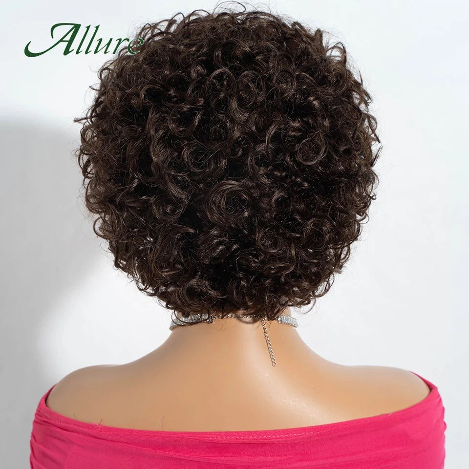 Brazilian Short Pixie Afro Kinky Curly Wigs for Women Glueless