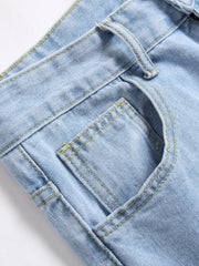 Holes Men Jeans Ankle Length Pants Denim Skinny Ripped Solid Vintage Wash Distressed Slim Fit Pockets 2024 High Street