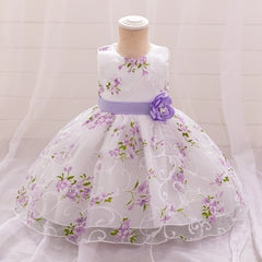 Kids Summer Dress For Girls Wedding Costume Floral Printing Birthday Princess Party Dresses 2-10 Years Children Girl Clothes