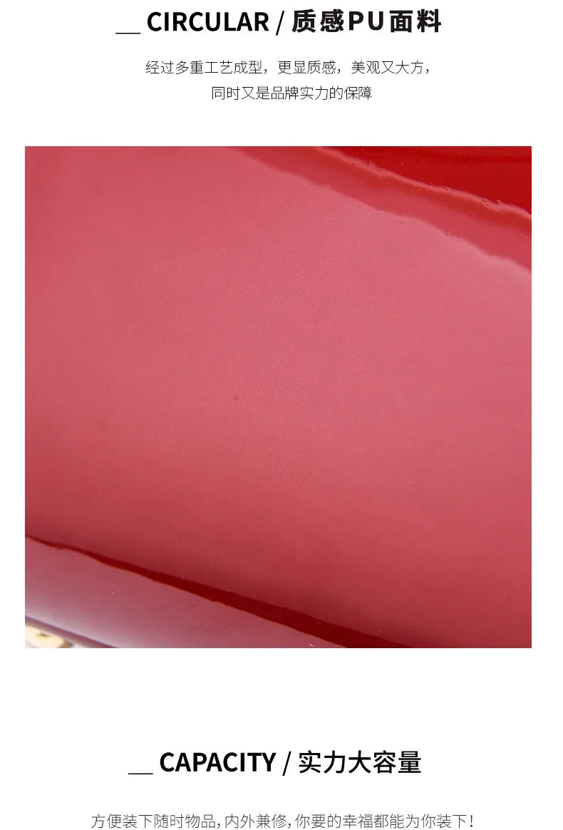 Fashion Women's Bright Leather Steel Armor Bag New Lacquer Leather Bride Handbag