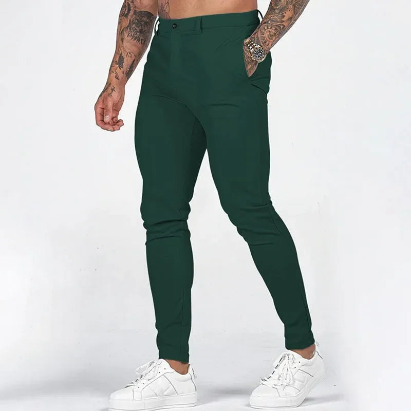 Men Casual Pants Patchwork Pencil Pants Ankle Length Pant Spliced Skinny ZipperCasual Pockets Mid Waist Solid 2025 Summer
