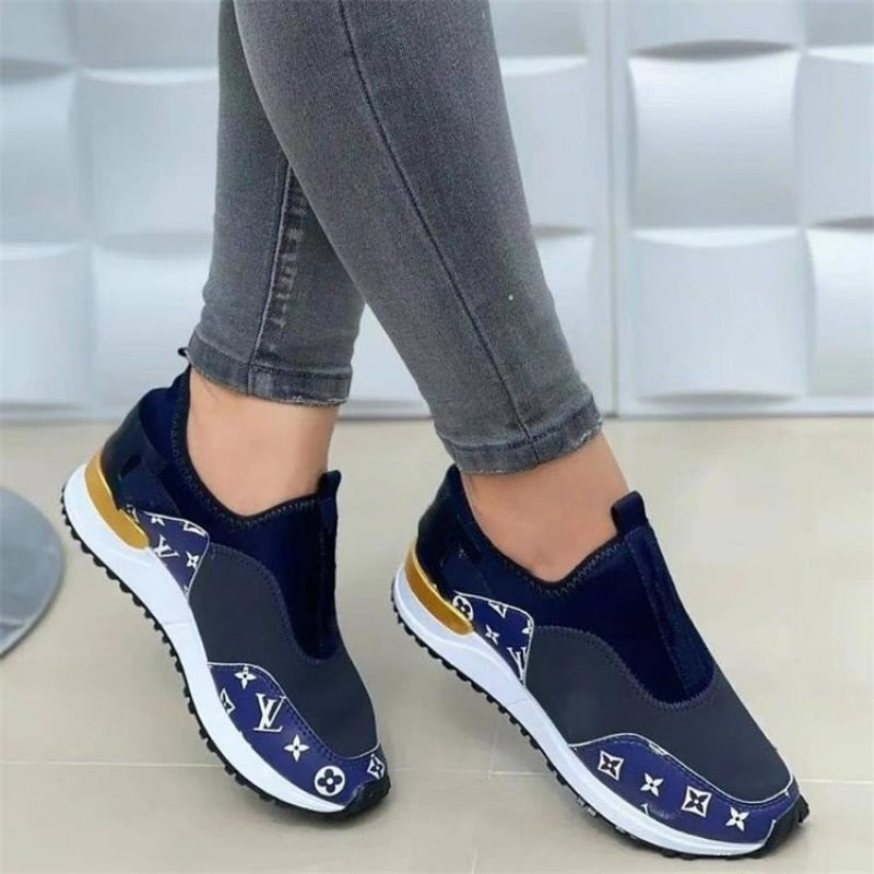 Speedy 2023Women Pattern Canvas Sneakers Women Casual Shoes Women Sneakers Shoes Flat Lace-Up