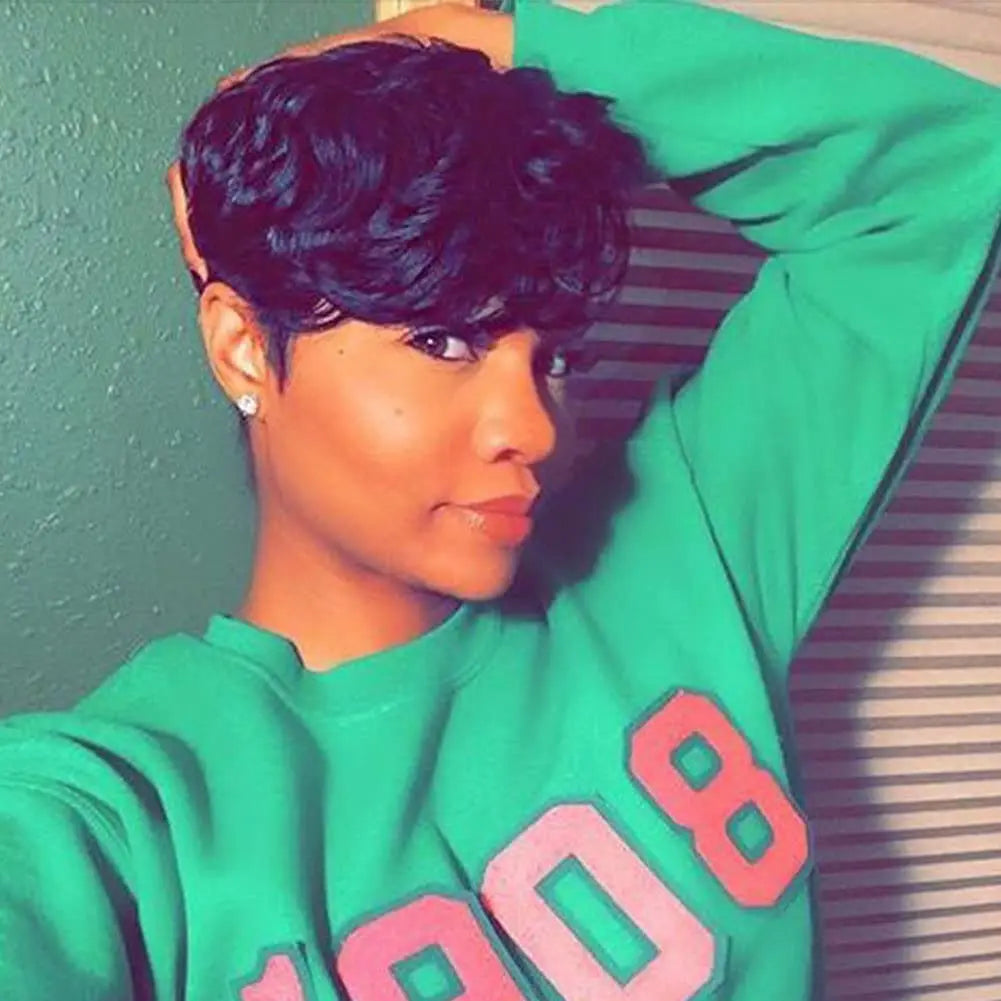 Pixie Cut Wigs For Women Human Hair Short Bob Wig With Bangs Layer Brazilian Human Hair Full Machine Made Wig
