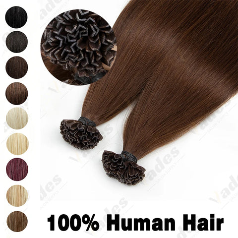 50s/Pack 50G K Tip Hair Extensions Human Hair Keratin Pre Bonded Hot Fusion Nail Tip Balayage Natural Silky Straight Extensions