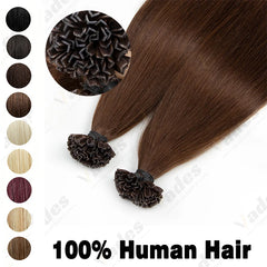 50s/Pack 50G K Tip Hair Extensions Human Hair Keratin Pre Bonded Hot Fusion Nail Tip Balayage Natural Silky Straight Extensions