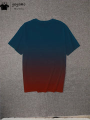 Summer Gradient Print T shirt Men Fashion Graphic T shirts 3D Print Men's Clothing Round Neck T-shirts for Men Street Rock Tops