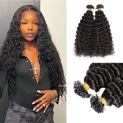 Pre Bonded Flat Tip Human Hair Extension Deep Curly Brazilian Remy Hair Keratin Fusion K Tip Hair 100g 100Pcs