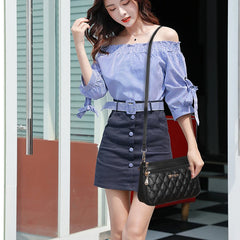 PU Leather Crossbody Bags Zipper New Fashion Shoulder Bag for Women Large Capacity Embroidery Thread Small Purse
