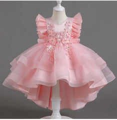 Flower Girl Dresses for Wedding White Champagne Red Pink Child Gala Evening Formal Luxury Birthday Puffy Irregular Elegant Dress