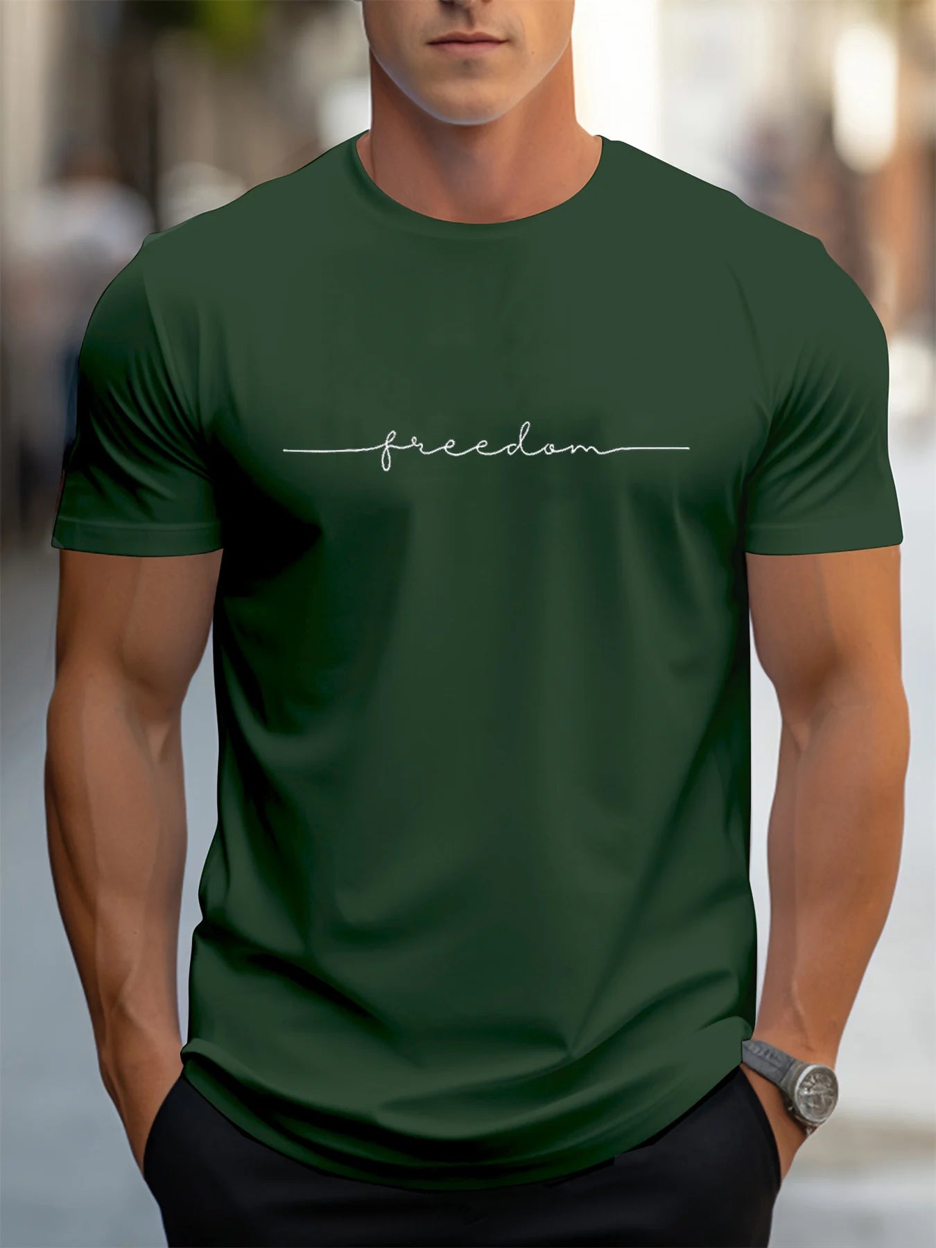 Men's 100% cotton summer fashionable casual loose plus size freedom graphic printed sport top