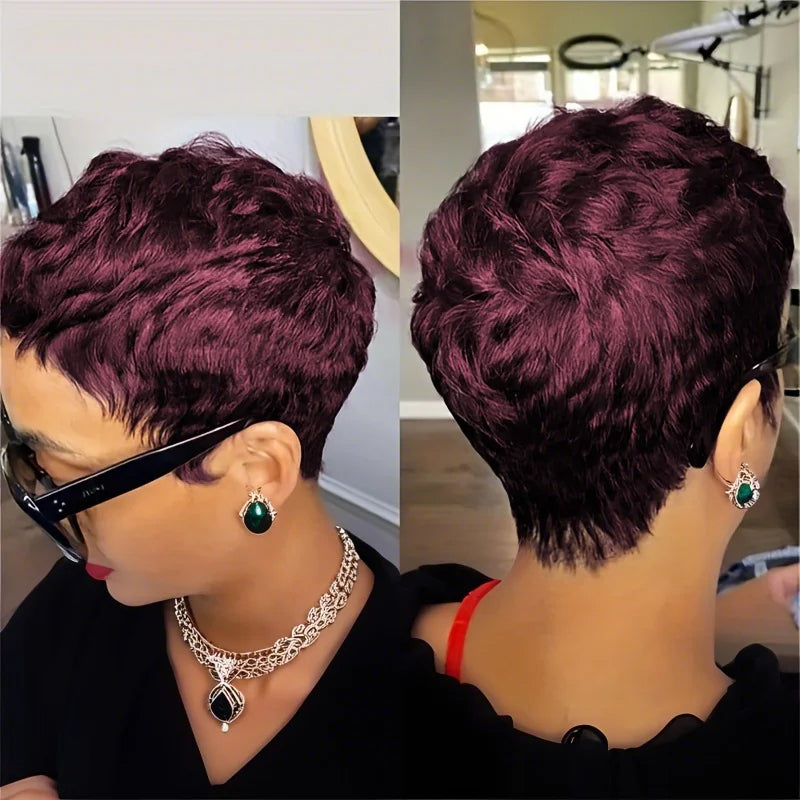 6inch Short Pixie Cut Straight Wig 100% Human Hair