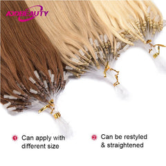 Micro Loop Hair Extensions Remy Human Hair Straight Human Fusion Hair 50 Strands Micro Link Hair Extension Natural Beads Hair