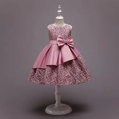 Summer Kids Dress For Girls Wedding Party Lace Bowknot Princess Dress For Children Elegant Pageant Birthday Formal Vestidos