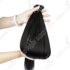 Light Yaki K Tip Hair Extensions Human Hair Cuticles Remy  Pre Bonded Keratin Hot Fusion Hair Extensions 14-26 inch 1B V Tip