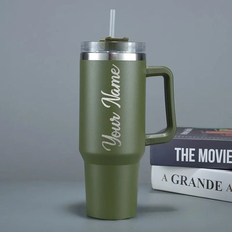  Custom Name Bingba Cup Car 40oz Large Capacity Portable Handle Cup 304 Stainless Steel Insulation Cup Coffee Insulation Cup