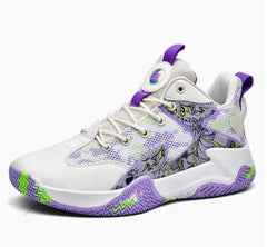 Mesh breathable polyester fiber material soft sole contrasting color men's high top basketball shoes