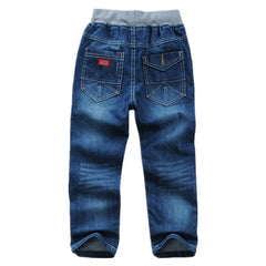 Kids Boys Jeans Classic Solid Design Children Denim Pants Spring Autumn Casual Elastic Waist Trousers 2 To 14 Years Clothes