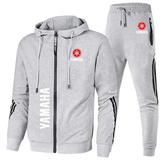 Men's Yamaha logo printed sportswear warm sportswear set, men's autumn and winter jacket Yamaha men's clothing