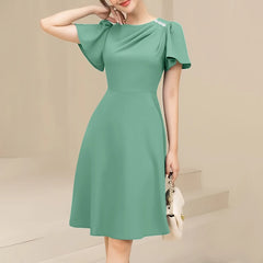 ZANZEA Elegant Women Dresses 2025 Summer  Fashion Short Sleeve Work OL Sundress Casual Party Knee-length Vestido Robe Femme
