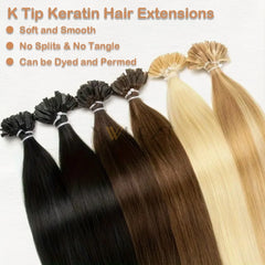 K Tip Hair Extensions Keratin Human Hair Hot Fusion Hair Extension European Hair Keratin Glue Machine Remy 12-20 inches