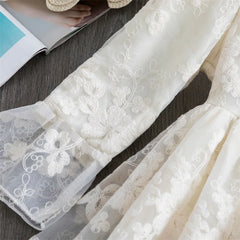 girls new spring and autumn high-end temperament long sleeve solid color dress